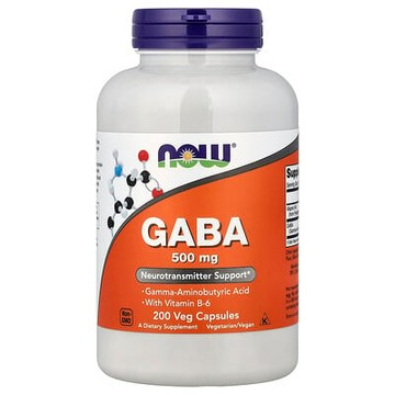 NOW Foods, GABA 含維生素 B-6,500 毫克，200 粒素食膠囊