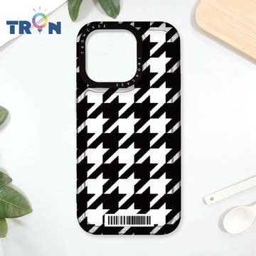 TRON iPhone 16 Pro 經典千鳥紋 防摔太空載具殼 透白 軟硬 手機殼