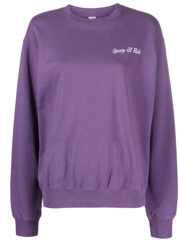 Sporty & Rich - logo-print cotton sweatshirt - women - Cotton - L - Purple