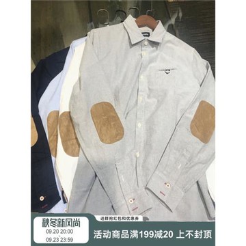 經典再現！麂皮絨貼肘補丁！全棉牛津紡男士秋季外貿長袖男襯衫