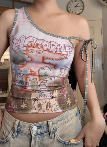 HEJ! HOCODILE 印花斜肩上衣