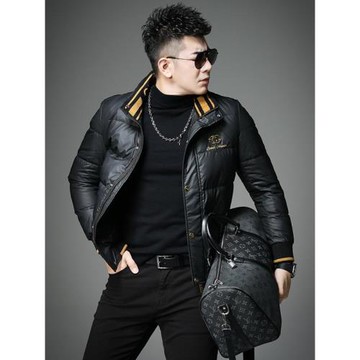 歐貨男士加厚羽絨服外套2024冬季新款90白鴨絨立領保暖短款防寒服