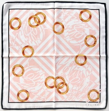 Celine 復古絲巾 - 金色交織圓環圖案 粉色 22.5 x 22.5 英吋