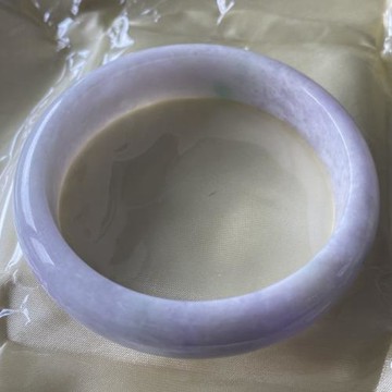 【森茂珠寶】緬甸天然翡翠A貨 紫羅蘭春帶彩圓鐲