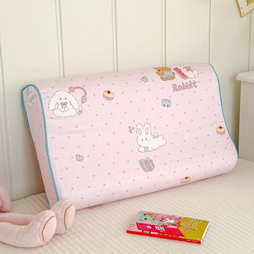 60s貢緞棉可拆洗天然兒童乳膠枕-中童款-甜蜜派  30 x 50/高約7-9cm  乳膠 粉色