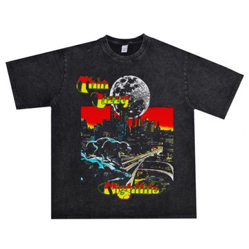 歐美搖滾Thin Lizzy瘦李奇樂隊水洗做舊T恤短袖圓領寬松純棉男女