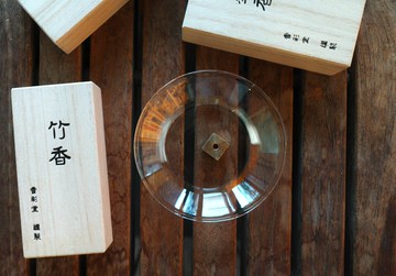 日本香彩堂 - 方塊黃銅 + 玻璃香皿組 線香座/線香盤