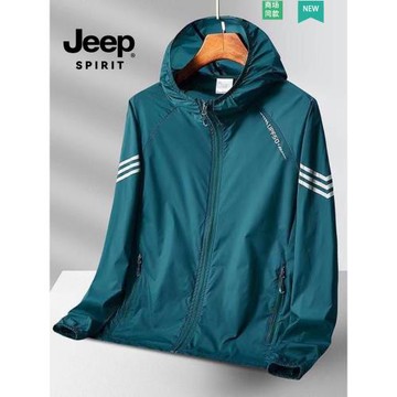 JEEP SPIRIT冰絲防曬衣男款輕量化透氣夏季涼感連帽皮膚衣釣魚服
