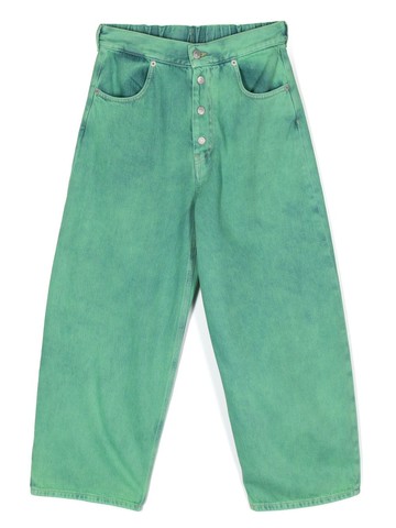 MM6 Maison Margiela Kids - overdyed-effect wide-leg jeans - kids - Cotton - 12 yrs - Green