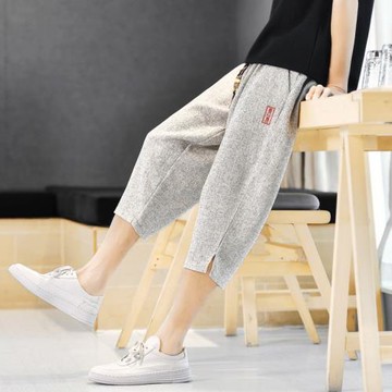 亞麻七分褲男夏季薄款透氣棉麻褲子中國風休閑運動短褲男士7分褲