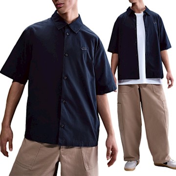 Nike AS M NK Club SS BTN Shirt WSH 男款 深藍色 襯衫 短袖 HJ2030-451