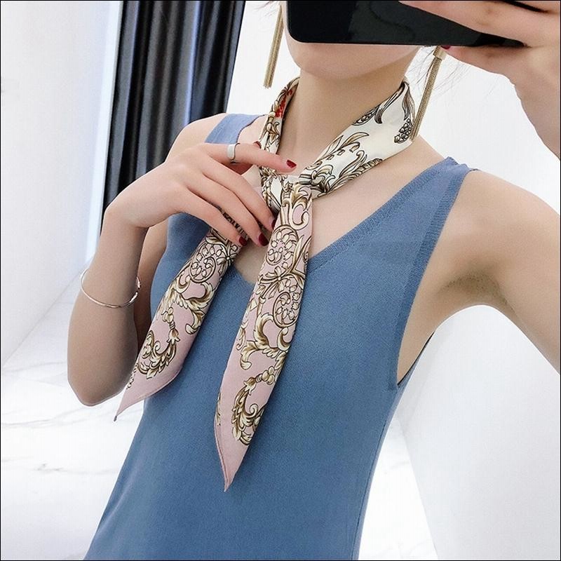 LANVIN 花柄リボンスカーフ オリジナルボックス付き スカーフ ストール 花柄 ネックスカーフ バッグ用スカーフ