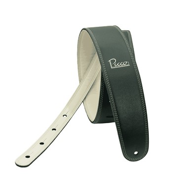 Picco 皮革手工背帶 吉他/貝斯通用 宇宙人方Q監製 台灣職人手作 2.5吋寬版 森林綠奶油 Forest Green