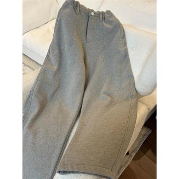 大碼木船弧線彎刀加絨褲2024秋冬新款梨形身材寬松顯瘦洋氣休閑褲