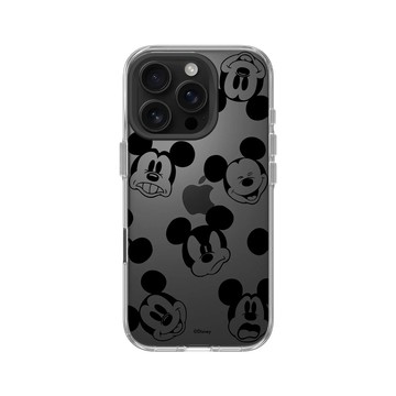 iPhone 16 Pro Clear Case（相機按鈕） 透明 - 迪士尼-米奇 Mickey - 黑標款-米奇的有趣表情