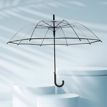 WEEVE 現代基本款黑邊線條堅固透明自動長傘  透明