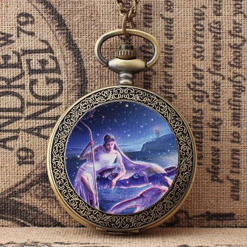 石英懷表十二星座之巨蟹座貼片掛鏈表潮流女士服裝配飾情侶懷表