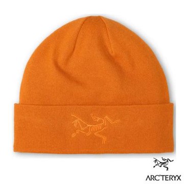 【ARCTERYX 始祖鳥】Embroidered Bird Toque 針織毛帽.刺繡鳥標無邊帽.保暖毛線帽/ X000010066 橘色天空/火焰橘