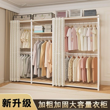 免運 開立發票  簡易衣柜家用臥室出租房布衣柜新款2024組裝衣櫥結實耐用柜子