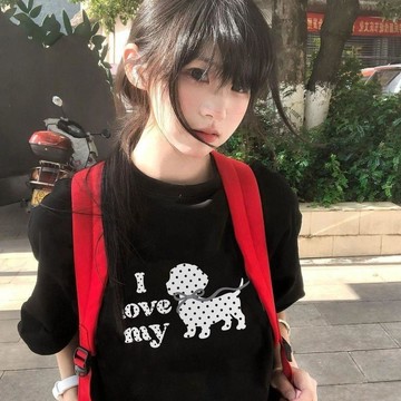 8371 人再度回頭💸夏季新款可愛小狗印花短袖跑步t恤女寬鬆顯瘦甜美百搭小衆上衣潮DF7R