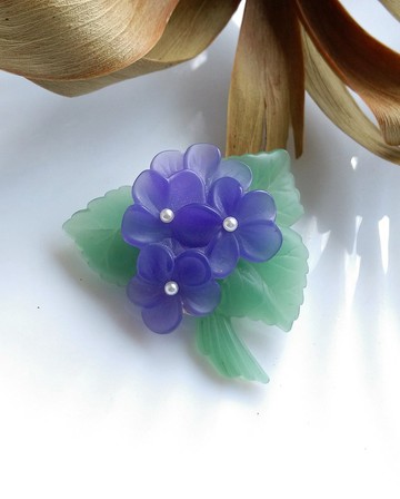 Vintage Jewelry  AVON 浪漫 勿忘我花束 塑料別針 胸針
