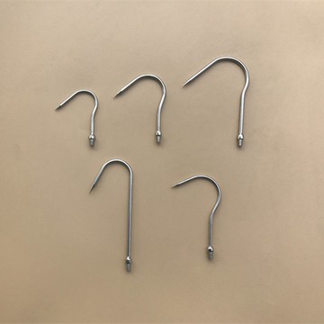 B款不銹鋼搭鉤頭 圓尖扁尖倒刺取物彎鉤長柄勾 8mm口起魚鉤不帶桿