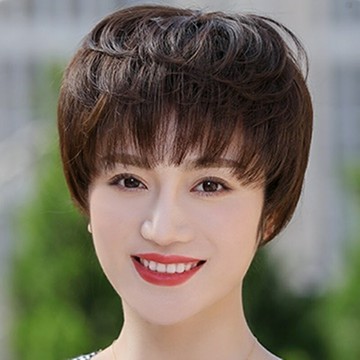 現貨+預購 女短假髮真髮透氣假髮片輕量假髮免打理隱形增髮整頂假髮-蓬鬆自然減齡女配件2色74dj59【獨家進口】【米蘭精品】