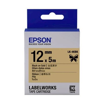 愛普生EPSON標籤帶/LK-4KBK/金底黑字/12mmx5M