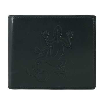 agnes b. 大蜥蜴壓印短夾(含零錢袋)-黑