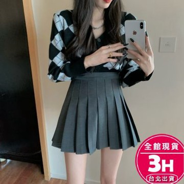 【梨卡】隔日到貨 女裝 短裙【側邊拉鍊 內防走光】百褶裙 A字裙 褲裙 高腰裙 防走光裙 BR1885【現貨24H】