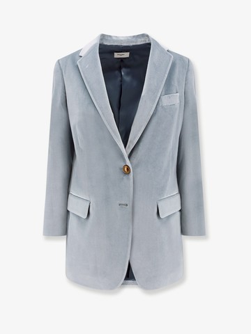 Velvet single-breasted blazer with metal buttons - SAULINA - gender_Woman