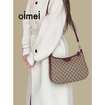oimei女包斜挎包女大容量單肩包大氣媽媽款女士包包老花腋下包PVC