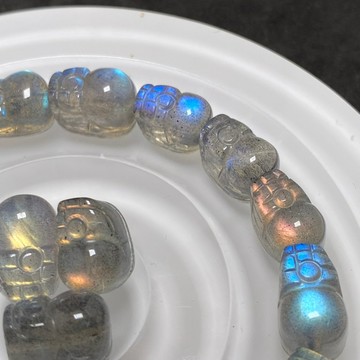 【Rich手作】 拉長石 貔貅 招財 通孔 散珠 藍光 雕件 彩光 水晶 手作材料 水晶設計 現貨在台 水晶貔貅