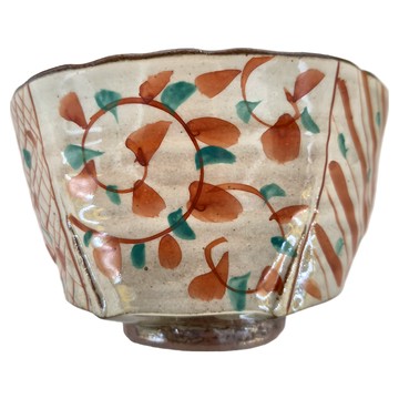 佐和陶瓷 粉引六角缽 陶瓷材質 適用溫度-30°C~100°C 日本製造  赤繪  1個