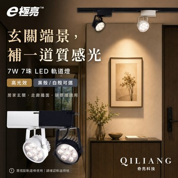 E極亮 7W7珠 LED 軌道燈 《黑殼/白殼》高光效無藍光 全電壓 一體式 投射燈 商業照明 60281 26/6