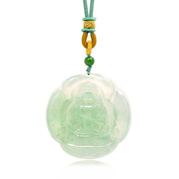 【正佳珠寶】翡翠 頂級冰種飄 度母觀音吊墜 天然A貨翡翠吊墜