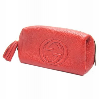 中古 美品 GUCCIグッチ ソーホー タッセル付きポーチ 308636 レッド レザー
