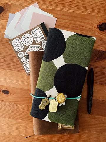 hairmo大圓舞曲手工書衣/書套-綠黑(筆記本/日記/手帳)