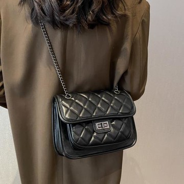 菱格鏈條包包女包2025新款通勤小眾設計單肩包高級質感斜挎小方包