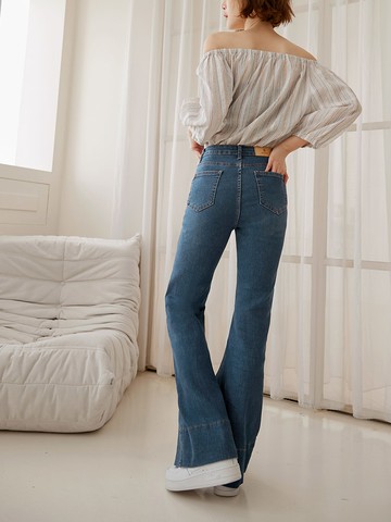 親膚棉質舒適彈力喇叭牛仔褲