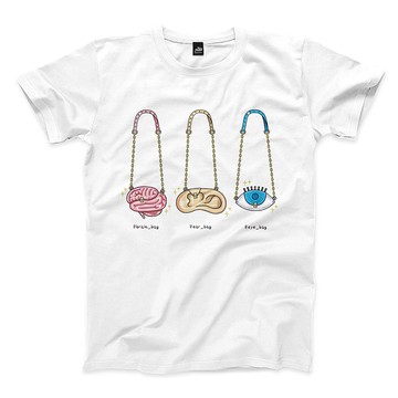 腦包耳包眼包 - 白 - 中性版T恤