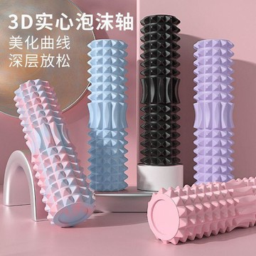 💪【實心狼牙高硬度】瑜伽泡沫滾軸｜肌肉放鬆神器｜健身按摩滾輪｜實心設計＋高硬度凸點｜一滾即舒 深層筋膜放鬆