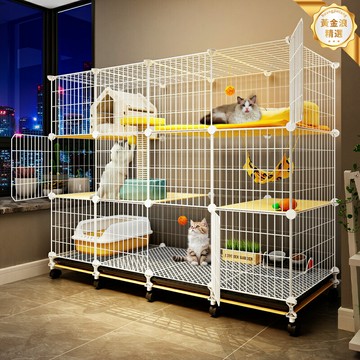 【三層別墅級】貓籠 貓別墅 貓窩 貓籠子 貓房子 寵物籠 特大號 加粗金屬框架 自由跳臺空間 四季通用室內家用