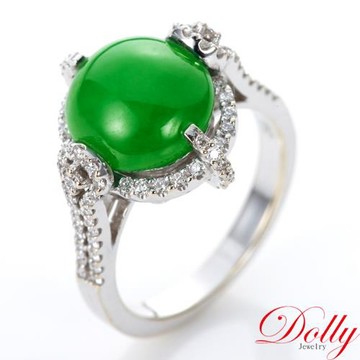 Dolly 18K金 緬甸老坑濃綠A貨翡翠鑽石戒指