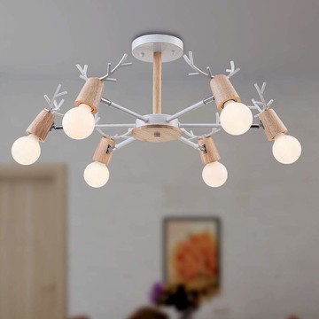 北歐風原木半吸頂燈 YP80-851-6