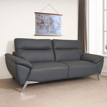 Homelike 喜家居三人座調節式頭枕皮革沙發(2428)-210x100x92公分