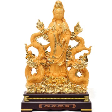 自在觀音像擺件居家供奉寺廟佛堂家用供佛南海坐蓮觀世音菩薩神像