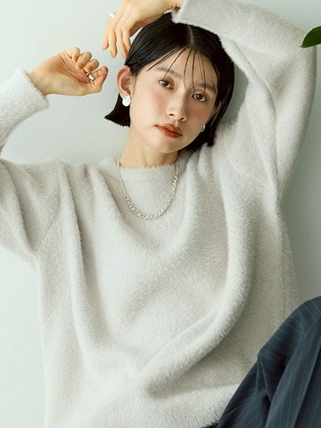 優雅柔軟短毛針織圓領上衣(0H000834700) - AMERICAN HOLIC