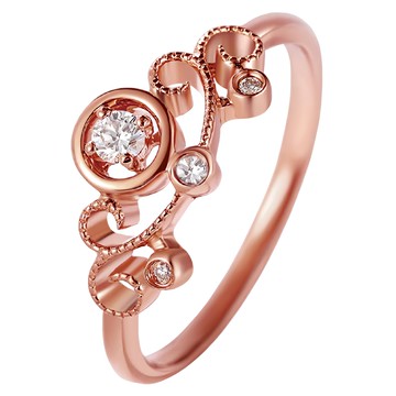 Sayaka 紗彌佳 女款 戀戀風情古典鏤空雕花紅寶石鑲鑽開口戒  直徑20mm  玫瑰金