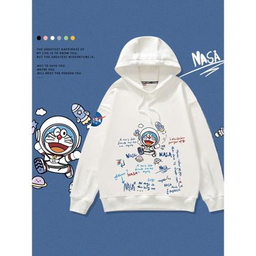 NASA叮當貓機器貓衛衣兒童男童連帽加絨加厚秋裝中大童秋冬季外套